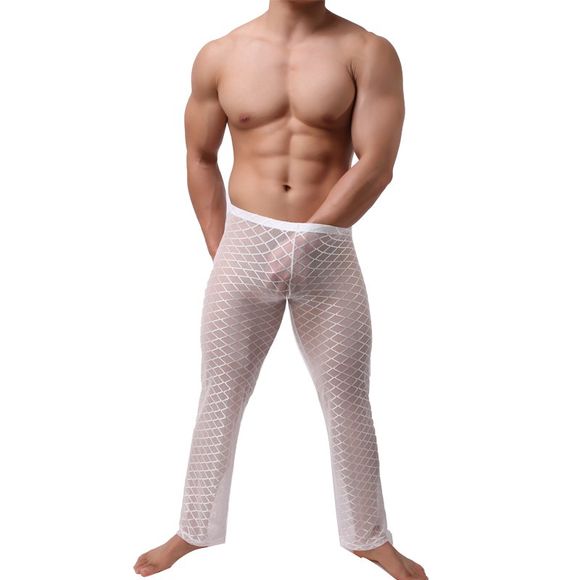 Pantalons sexy ultra-minces et transparents pour hommes - Blanc M
