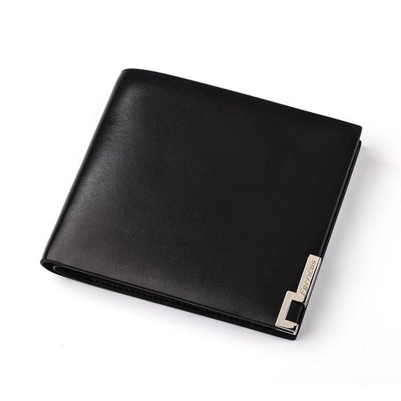 Portefeuille en cuir minimaliste à court porte-monnaie pour hommes - Noir 