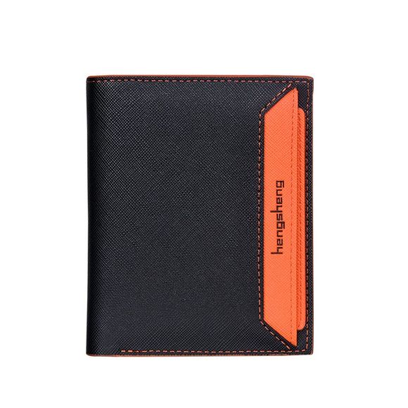 Hommes Court Paragraphe Portefeuille Couleur Permis de Conduire Sac Étudiants Mince Paquet Creative - Orange 