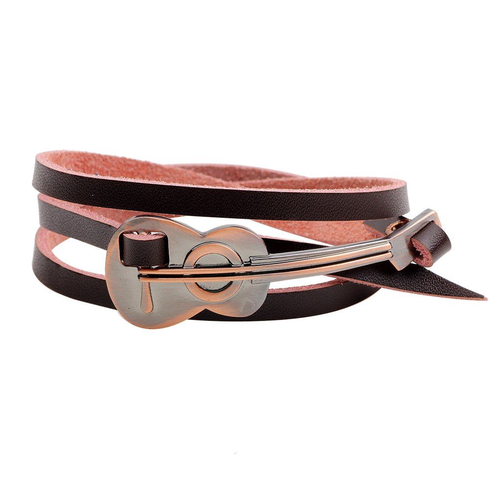 

QNW2417 New Exotic and Universal Real Leather Cello Bracelet for Men and Women, Brown