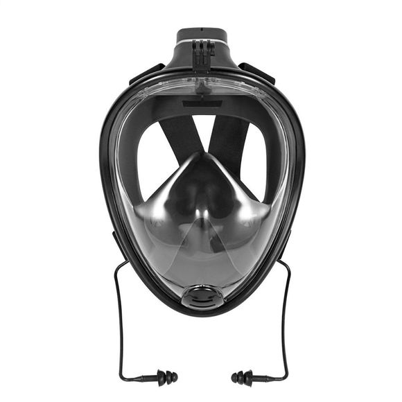 Masque Complet Anti-buée et Étanche avec Large Champ de Vision de 180 Degrés et Tube Respiratoire Taille L / XL Noir - Noir 