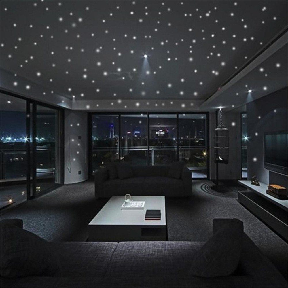 2018 253pcs Luminous Glow Dark Moon Round Dot Wall Stickers Home 253pcs Luminous Glow Dark Moon Round Dot Wall Stickers Home Ceiling Decor Yellow