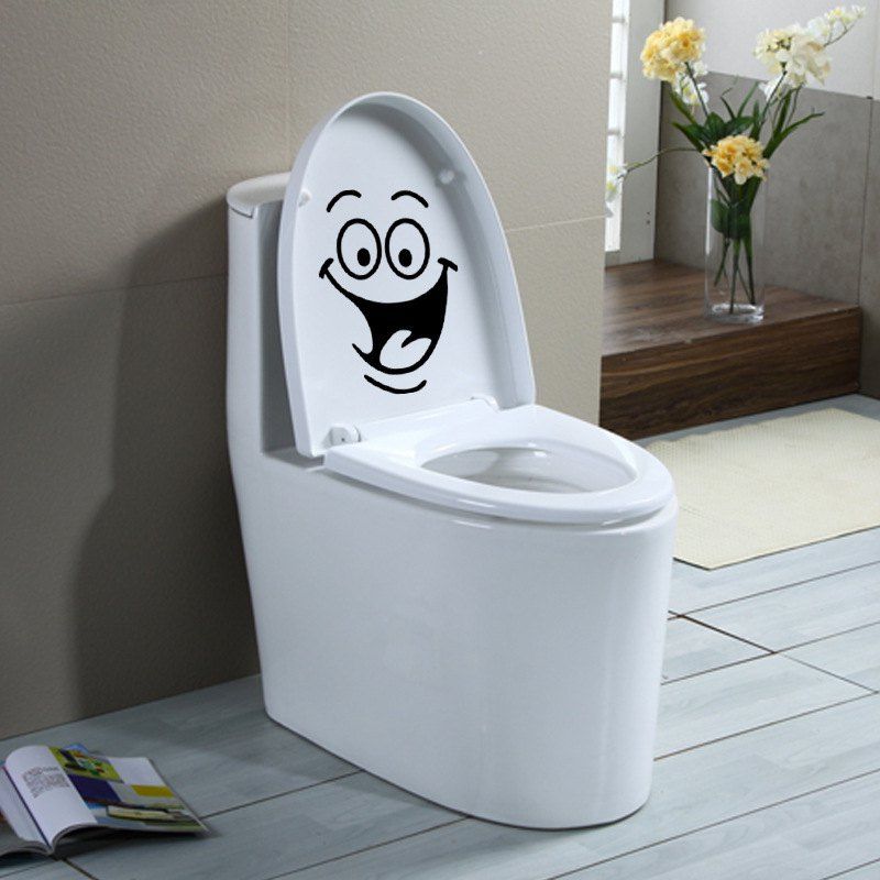 

Smile Face Laughing Toilet Stickers Diy Furniture Decoration Wall Decals, Black