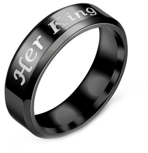 Lettre King Queen Ring en acier inoxydable Couples bijoux en titane , Noir 10