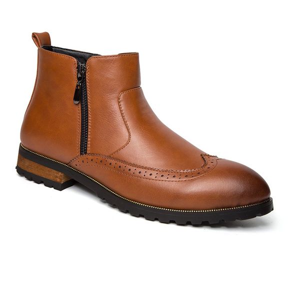 ZEACAVA Chaussures tendance en cuir à la mode pour hommes - Brun 43