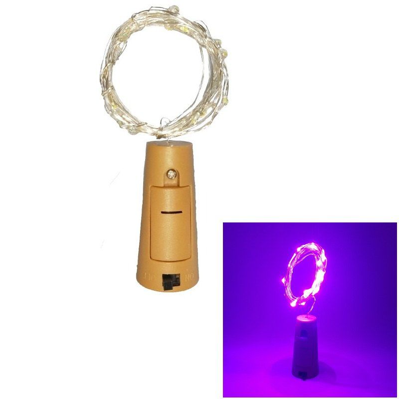 

1PC Wine Bottle Lights Battery LED Cork Shaped Starry String Lights 2METER 20LEDS Silver Wire Fairy Lights for Wedding, Pink