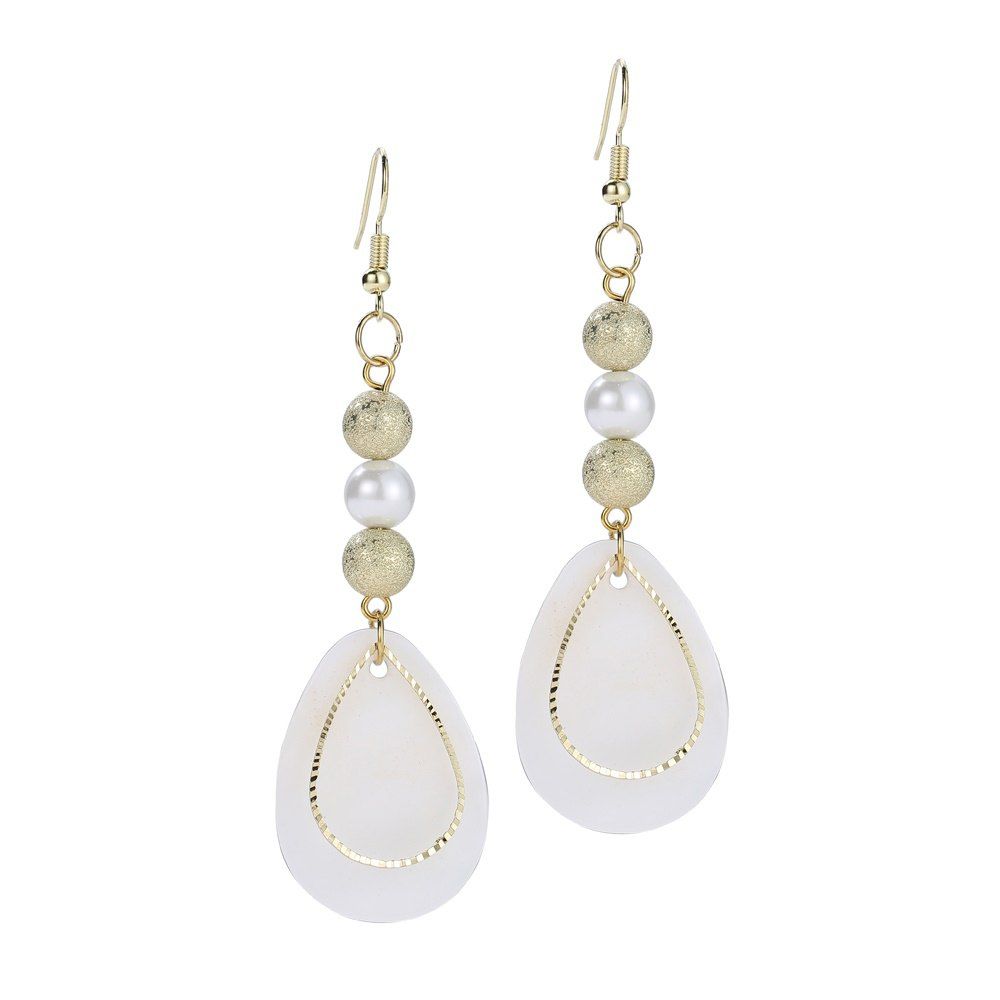 

Metal Beads Natural Shell Earrings, Golden