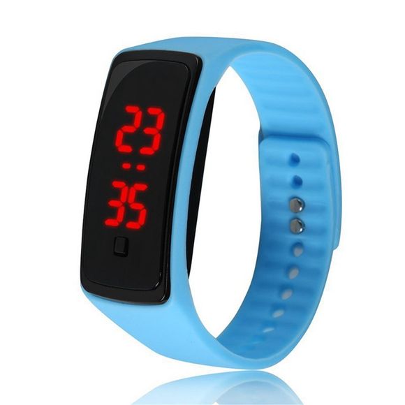 Montre-bracelet de silicone d'enfants de montre de Digital de la mode V5 LED - Bleu ciel 