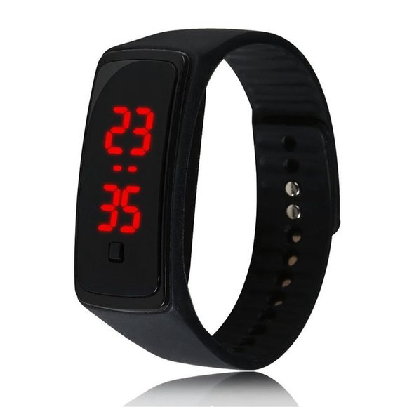 Montre-bracelet de silicone d'enfants de montre de Digital de la mode V5 LED - Noir 