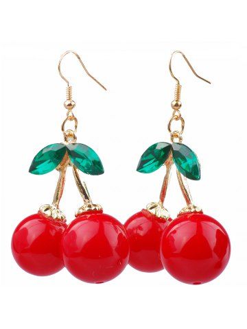 Fashion Red Cherry Shape Female Jewelry Elegant Earrings Gift Girl