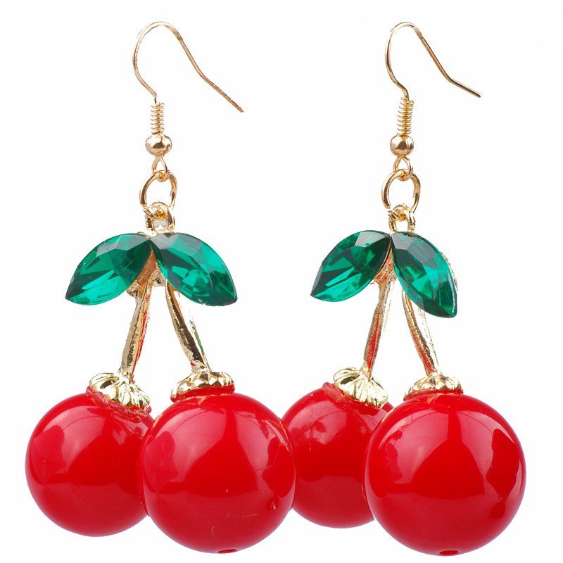 

Fashion Red Cherry Shape Female Jewelry Elegant Earrings Gift Girl