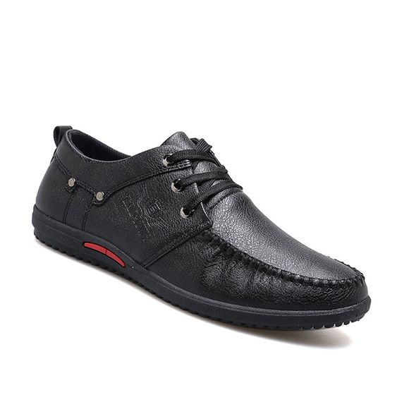 Confortable Respirable Hommes Falt Lace-up Causal Chaussures en cuir solide - Noir 44