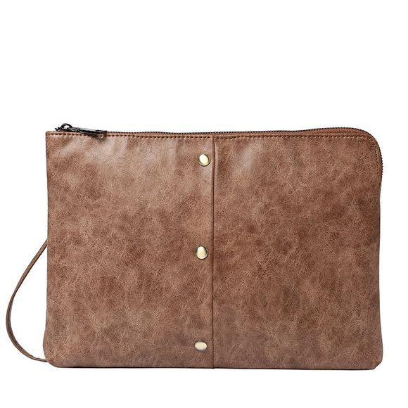 Crazy Horse en cuir d'affaires occasionnels sac à main prise coréenne Messenger Bag embrayage pour iPad - Moka 