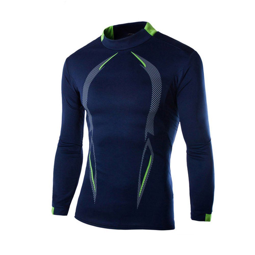 

2018 Autumn and Winter New Men Casual Long-Sleeved Sports T Shirt, Blue