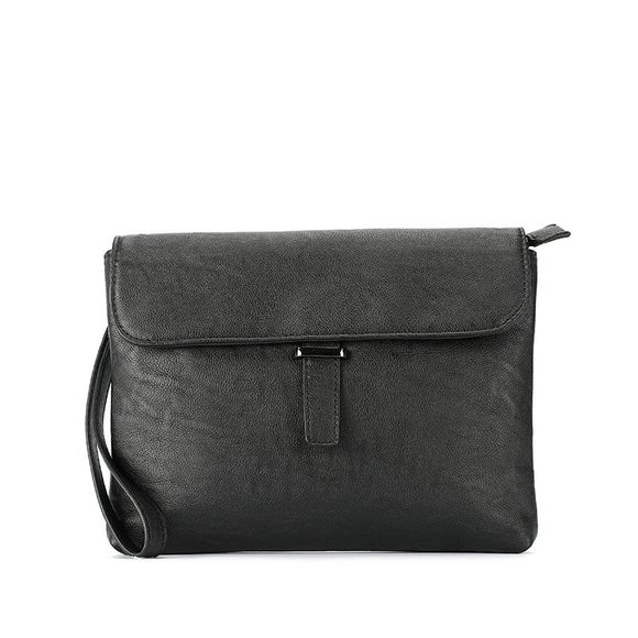Nouveau sac à main sac à main d'affaires de mode sac coréen pochette en cuir noir avec bracelet - Noir 