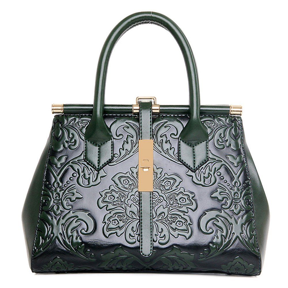 

Large-Capacity Embossed Ethnic Style Simple Fashion Wild Ladies Handbag Tide, Green