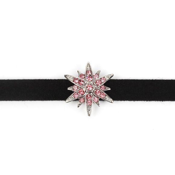 Collier ras du cou coréen noir collier section créative Diamond Star courte chaîne de la clavicule féminine - Argent / Rose 
