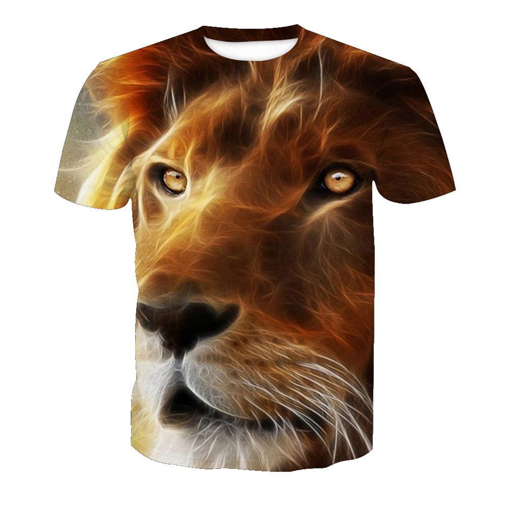 

Lion Head Short Sleeve Printed T-Shirt, Animal head