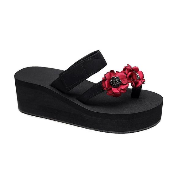 Femmes Wedge Sandales Mode Semelles épaisses Chaussures de plage - Noir 40