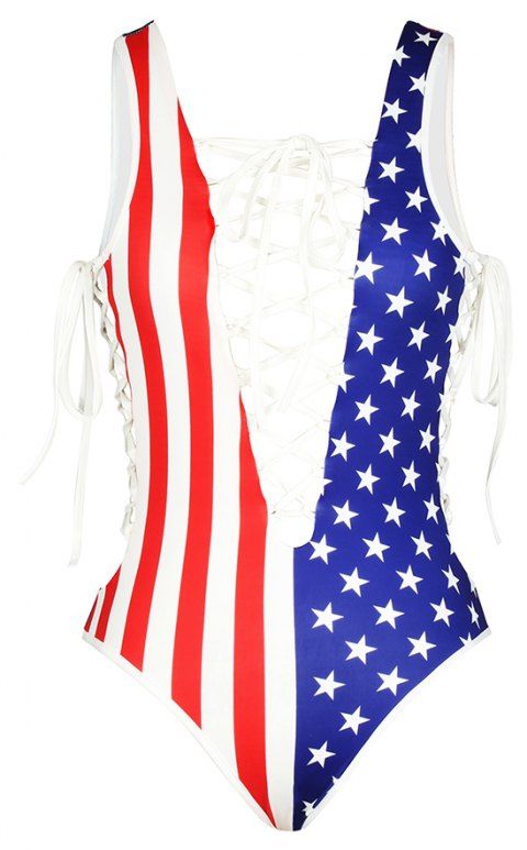 [41% OFF] 2019 USA Flag Digital Printing Backless Bikini Bathing Suit ...