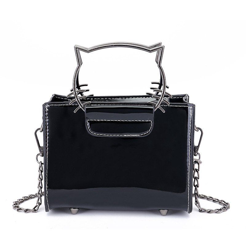 

Personality Fashion Bearded Cat Handbag Shoulder Messenger Bag, Black