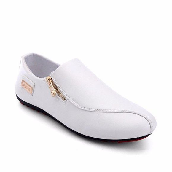 Chaussures Occasionnelles Plates avec Glissière Latérale Style Britannique pour Homme - Blanc 44