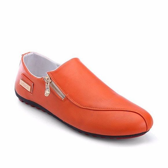 Chaussures Occasionnelles Plates avec Glissière Latérale Style Britannique pour Homme - Orange / Blanc 39