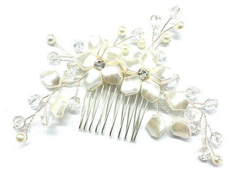 Bijoux De Cheveux De Peigne De Cheveux De Cristal De Forme De Fleur Blanche Pour La Jeune Mariée De Mariage