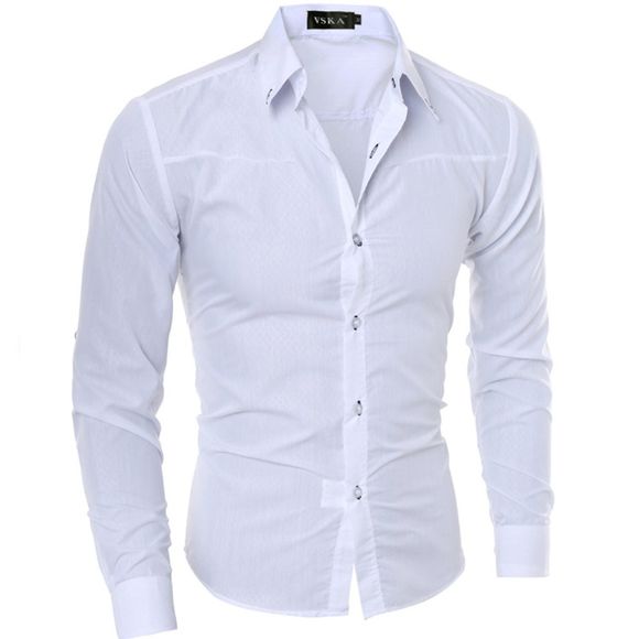Chemise à manches longues à carreaux cachée - Blanc XL