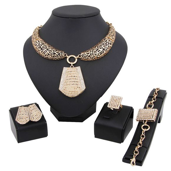 Mode diamant bijoux pendentif collier boucles d'oreilles collier ensemble - d'or 