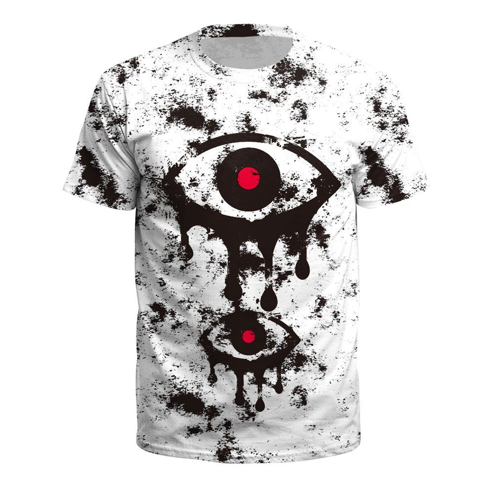 

Fashionable 3D Printing Round Neck T-shirt, Black white