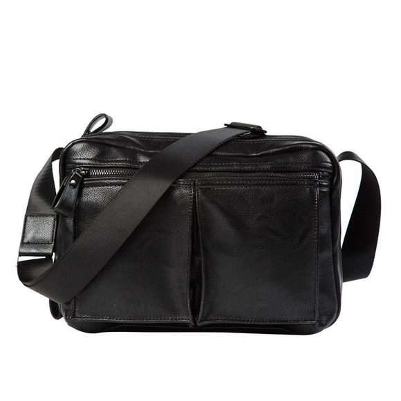 Nouveau sac à bandoulière en cuir pour hommes Simple sac à bandoulière mode occasionnel pour iPad - Noir 