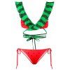 Maillot de Bain Bikini Numérique Sexy Imprimé sans Dos - VERT ET ROUGE L