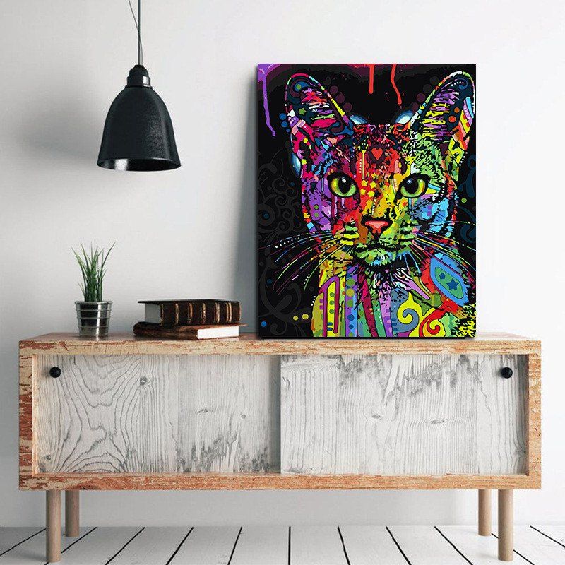 

Color Lovely Cat Without Frame Oil Painting Modern Simple Decorative Painting, Colour