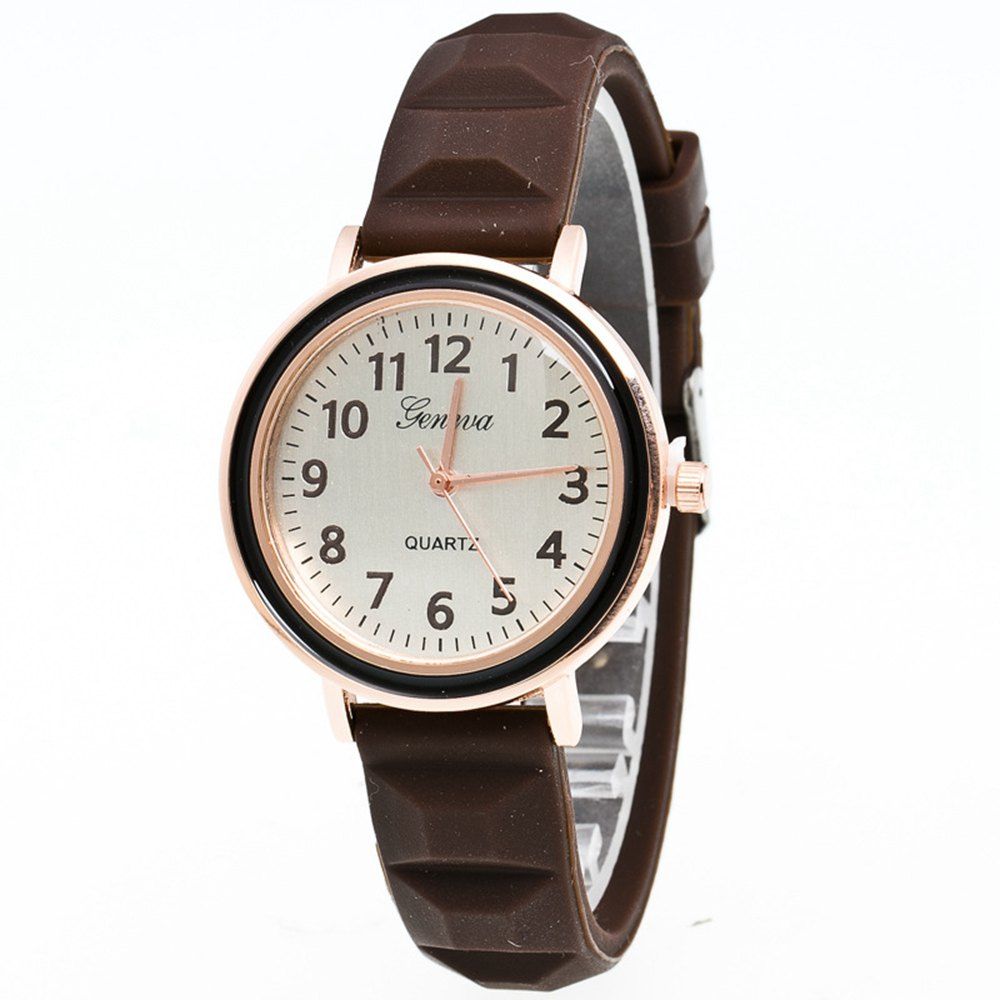 

Candy Colour Fashion Minimalist Geneva Silicone Student Watch, Brown