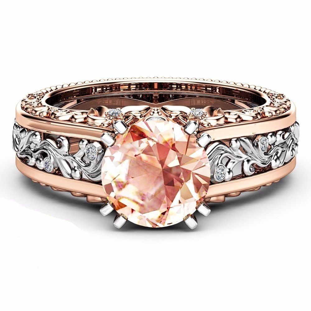 

Colored Gemstone Rose Gold Color Ring, Champagne