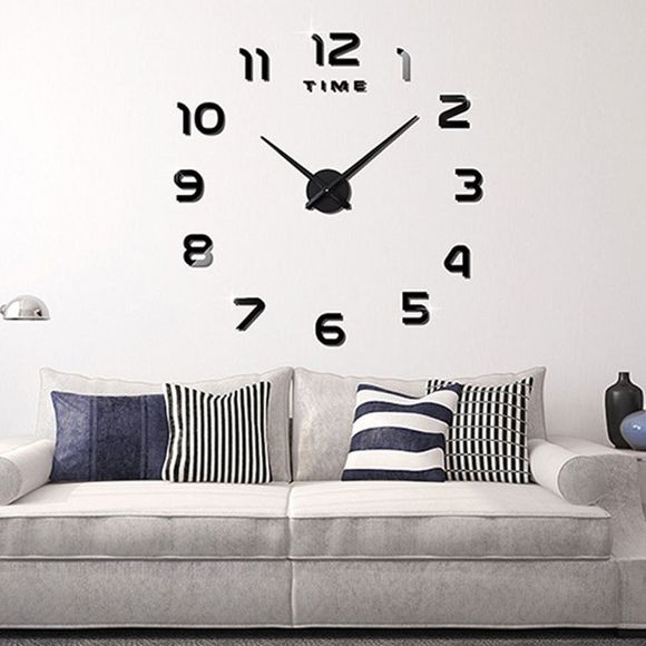 Grande Horloge Salon 3D Montre Collante Créatif Art Mural Bricolage Horloge Mode Numérique - Noir 60-120