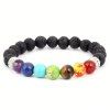 Mode volcanique pierre sept Chakra Yoga Bracelet femme - Argent 