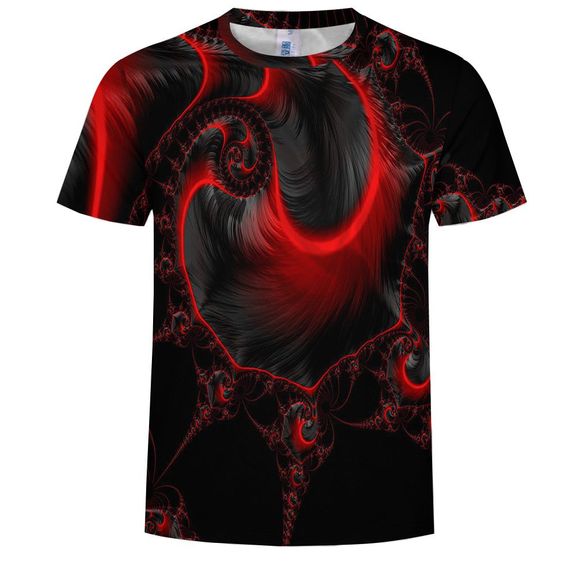 T-shirt à manches courtes impression 3D spirale abstraite - Noir L