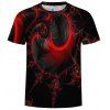 T-shirt à manches courtes impression 3D spirale abstraite - Noir 3XL