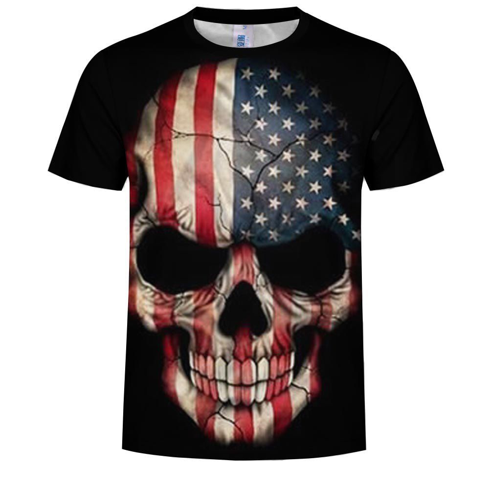 

Skull Flag 3D Printing Short-Sleeved T-shirt, Black
