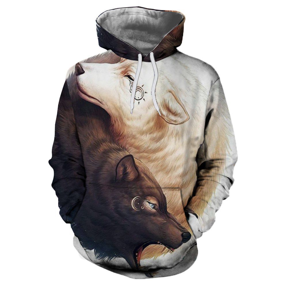 [41% OFF] 2020 2018 New Yin And Yang Wolf 3D Printing Men's Hoodie In ...