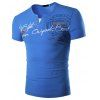 Nouveau mode hommes coton manches courtes bouton Deep V col Sports de plein air T-Shirt - Robe Bleu L