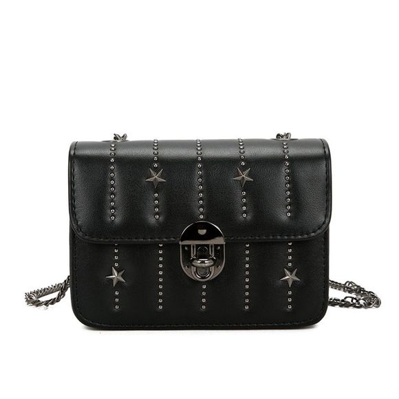 Rivets à épaulettes en chaîne Oblique Fashion Wild Petit paquet carré - Noir 