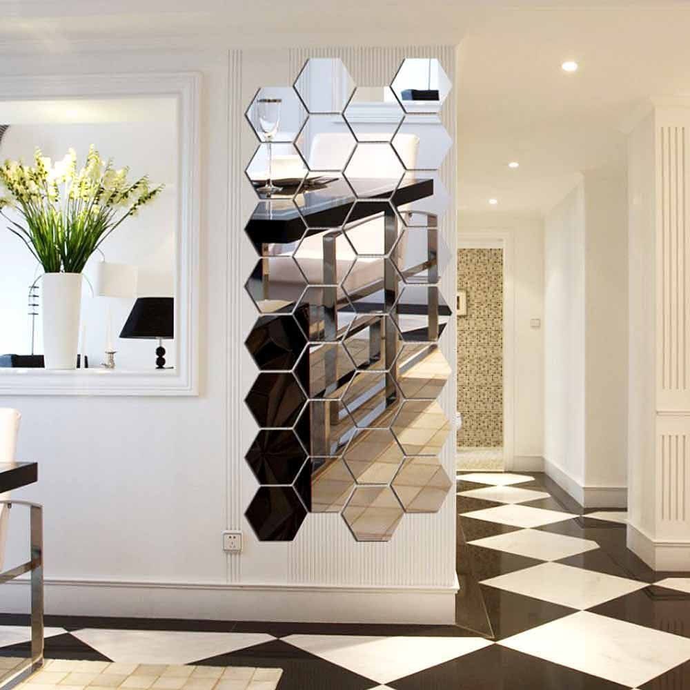 41 Off 2020 Hexagonal Mirror 3d Wall Sticker Home Furnishing