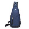 Sac d'épaule de toile de poitrine oblique imperméable multifonctionnel de poche - Bleu 
