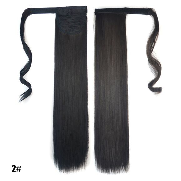 Clip long droit en postiche de cheveux Hairpiece avec enveloppement magique - 003 
