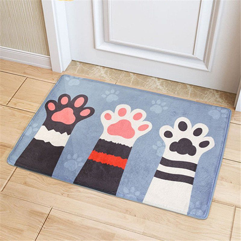 

Cartoon Cute Cat Palm Doormats for Bedroom, Gray