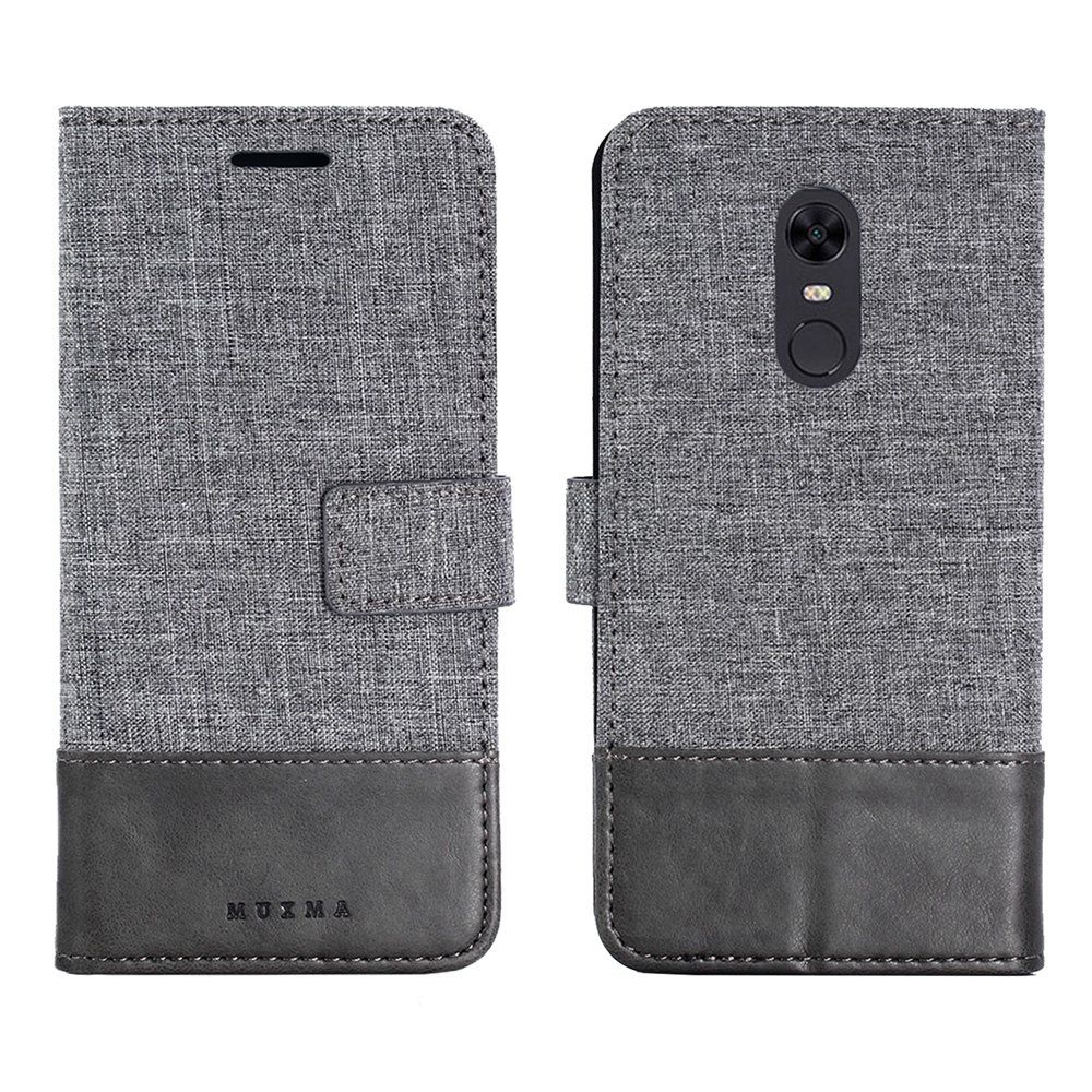 

MUXMA Mixed Colors Cloth Lines Wallet Case for Xiaomi Redmi 5 Plus, Gray