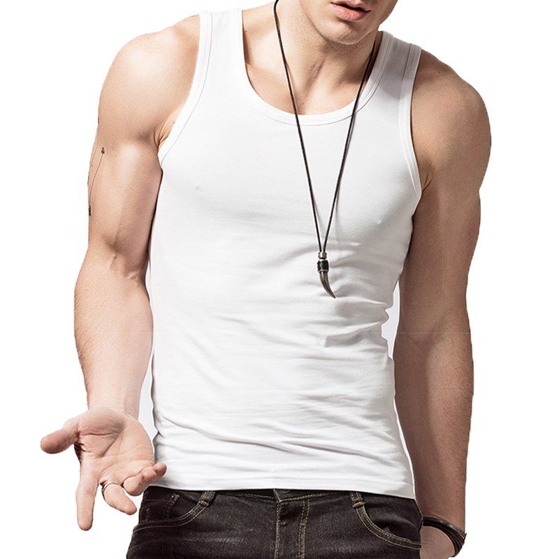 

Men's Leisure and Elastic Vest, White